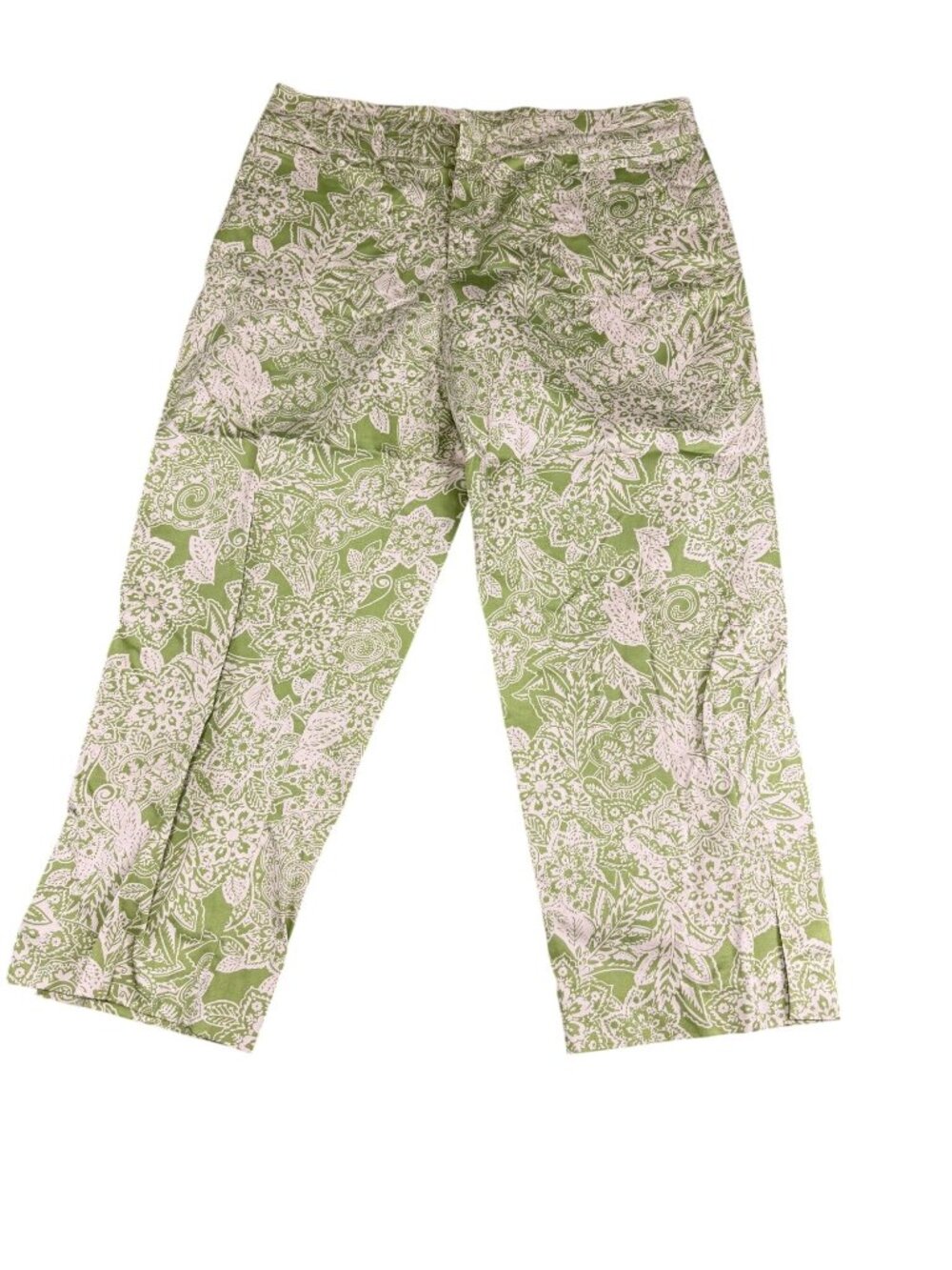 Fieldgear Womens Green & White Floral Print Capri Pants Size 14